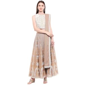 Womens Round Neck Floral Printed Lehenga Choli Set